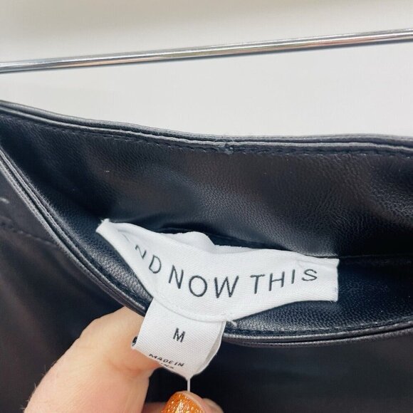 And Now This Womens Size Medium Faux Leather Mini Skirt with Slit in Black 2720 - Picture 7 of 9